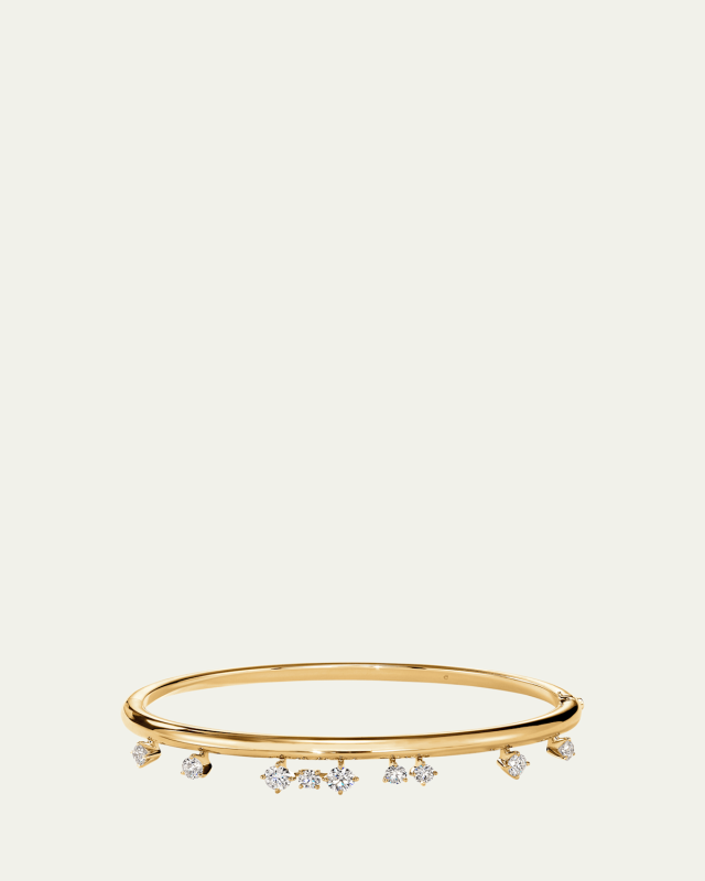 18K Yellow Gold Barre Floating Diamond Bangle Bracelet
